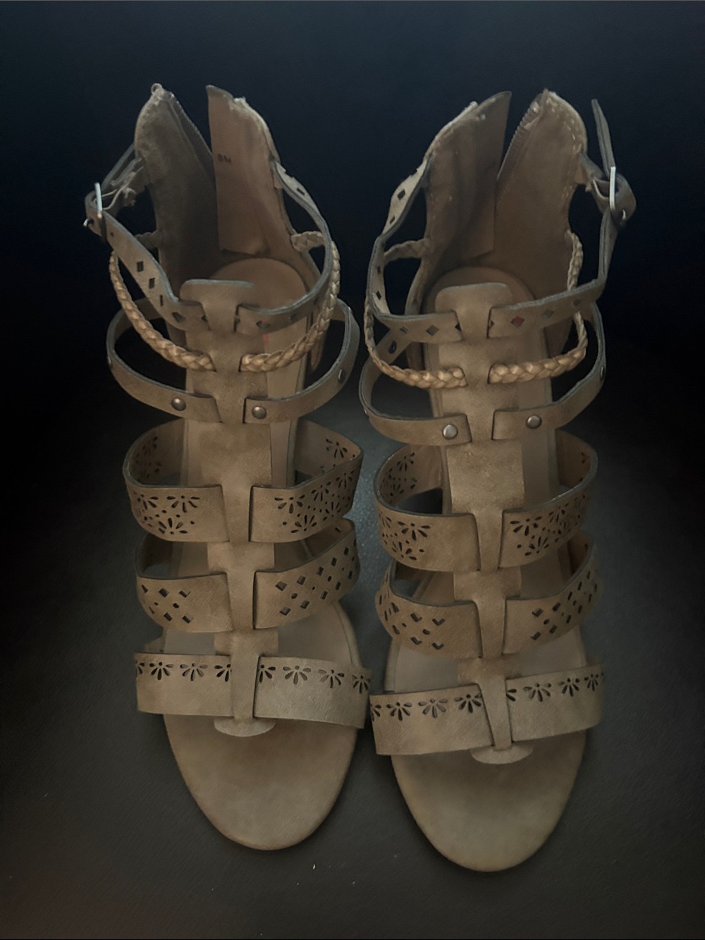 Jellypop Taupe Braided Strappy Gladiator Sandals